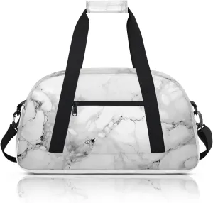 Marble Gray Small Gym Bag 18 inch Carry On Duffel Bag for Weekender Travel Sports Workout Yoga Gymnastics Dance Ballet