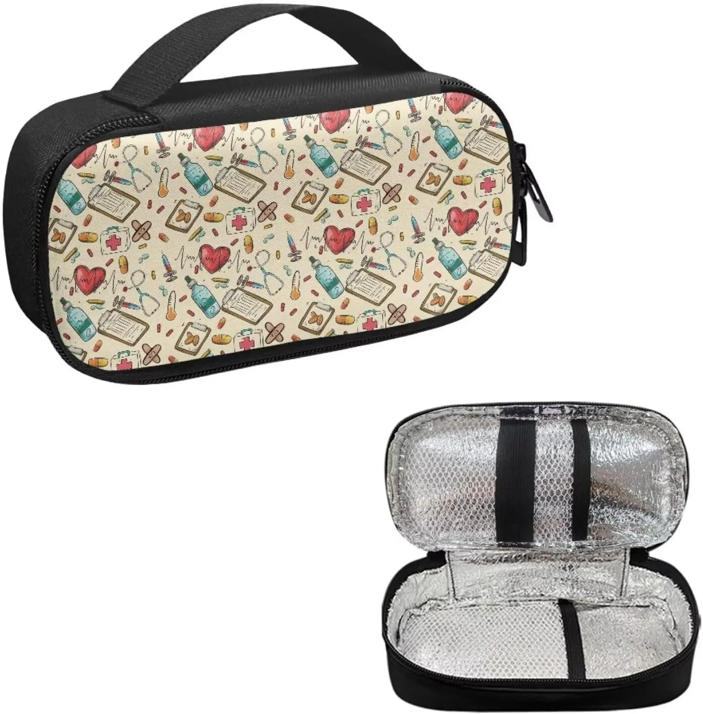 Medical Topics Insulin Pen Cooler Travel Case Insulin Bag for Insulin Pens and Diabetic Supplies Waterproof Package Friends Care Gift Pocket-Sized 7.87 x 4.13 x 1.97 Inch(Beige)