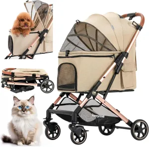 Medium Dog Stroller, Kenyone Pet Stroller for Medium Dogs Up to 55lbs, Lightweight Aluminum Frame, One Click Folding, Large Cat Stroller with No Zip Entry, Detachable Mesh, Multiple Pockets