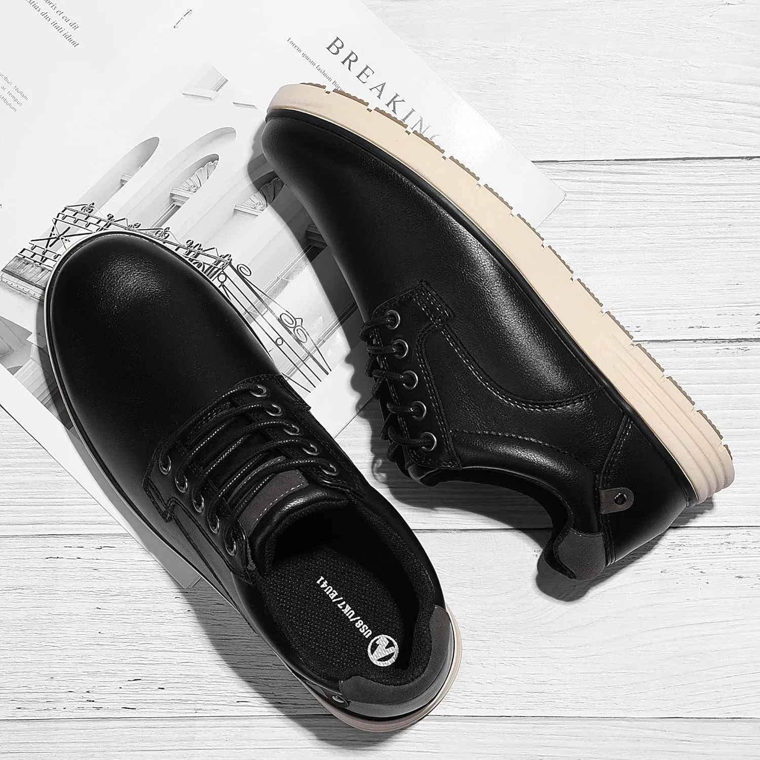 Men's Casual Dress Sneakers Lace Up Formal Oxfords Dress Shoes for Men Slip-on Comfortable Brown Shoes for Bussiness/Travel/Work