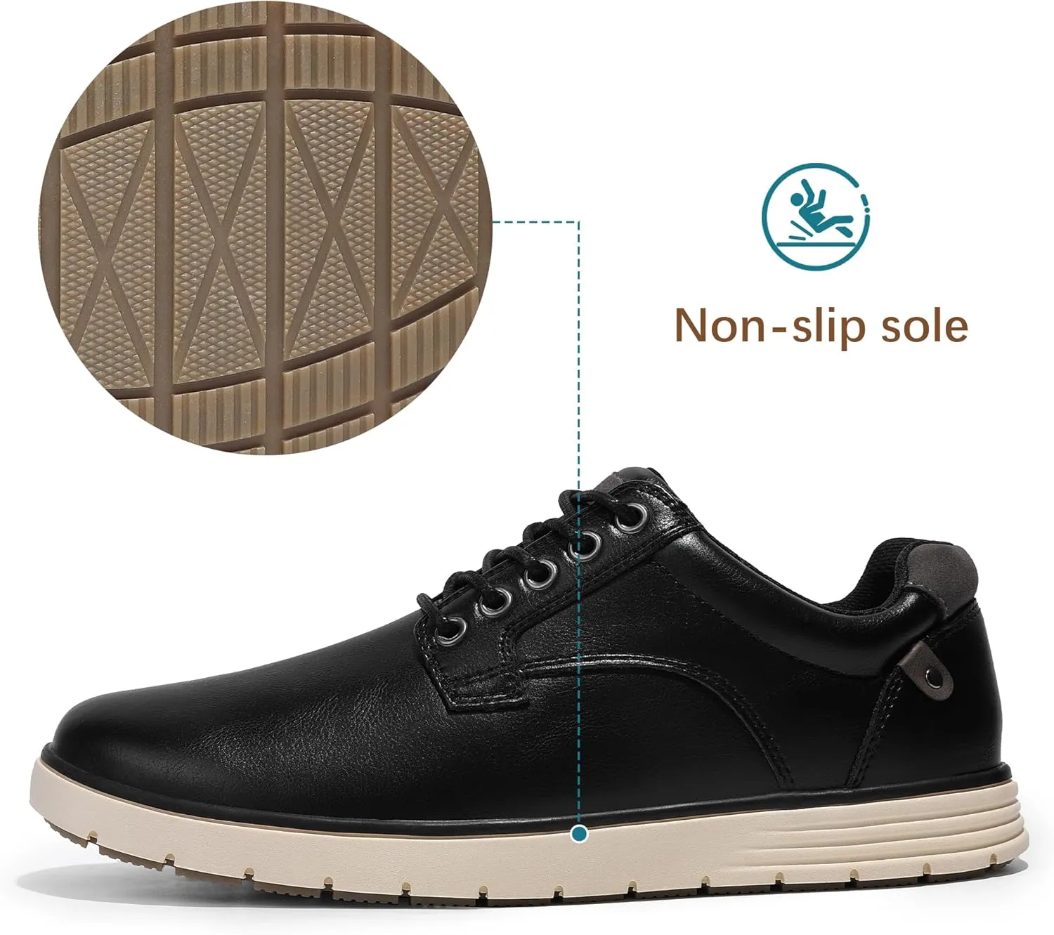 Men's Casual Dress Sneakers Lace Up Formal Oxfords Dress Shoes for Men Slip-on Comfortable Brown Shoes for Bussiness/Travel/Work