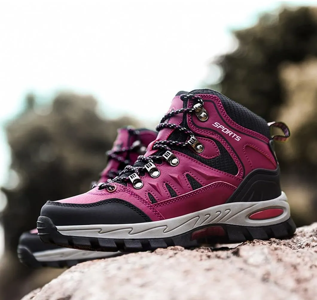 Mens Hiking Boots Non-Slip Outdoor Mid Top Ankle Boot Breathable Hiker Camping Trekking Shoes