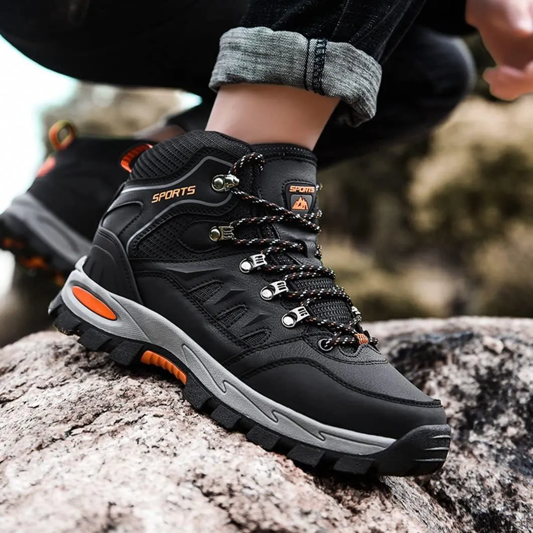 Mens Hiking Boots Non-Slip Outdoor Mid Top Ankle Boot Breathable Hiker Camping Trekking Shoes