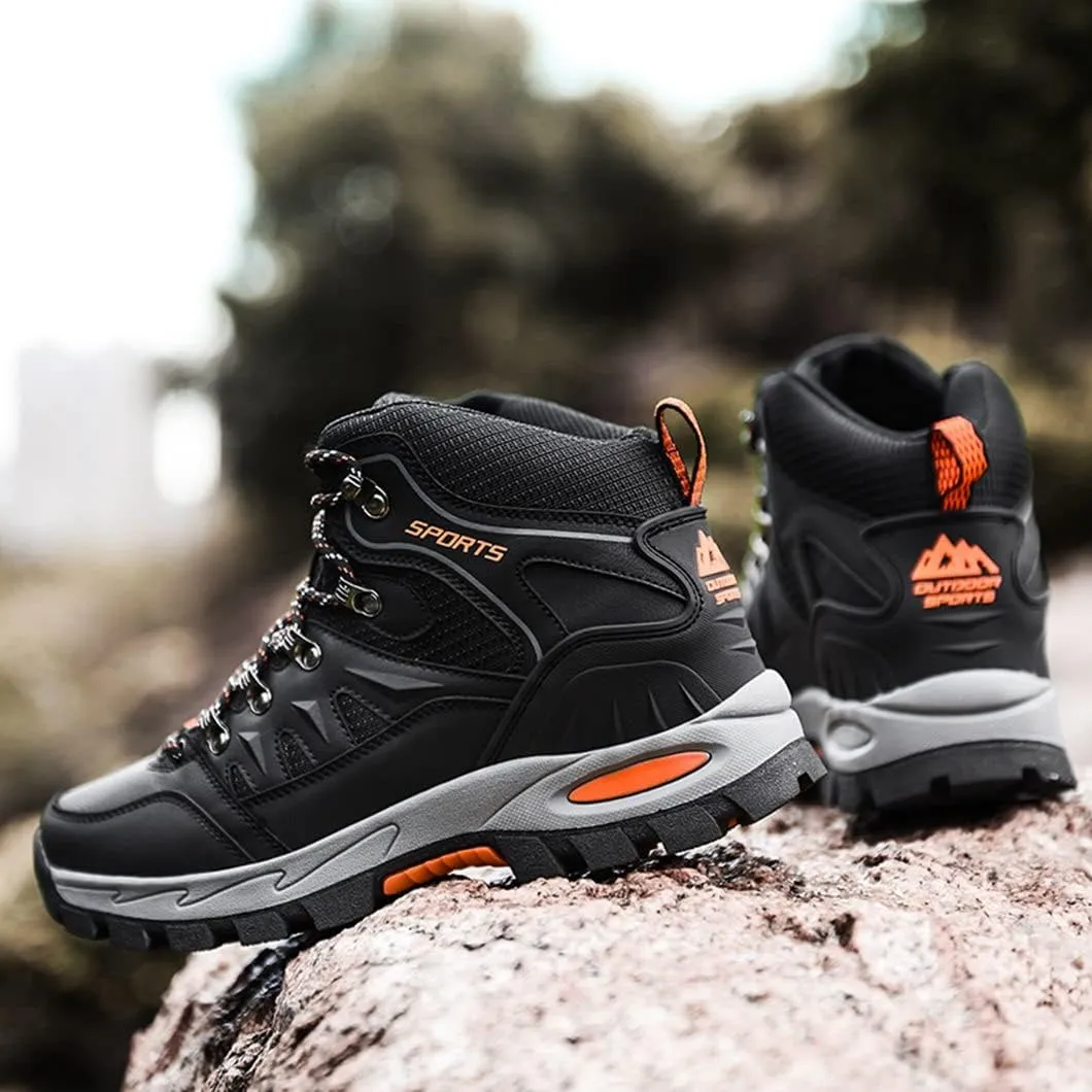 Mens Hiking Boots Non-Slip Outdoor Mid Top Ankle Boot Breathable Hiker Camping Trekking Shoes