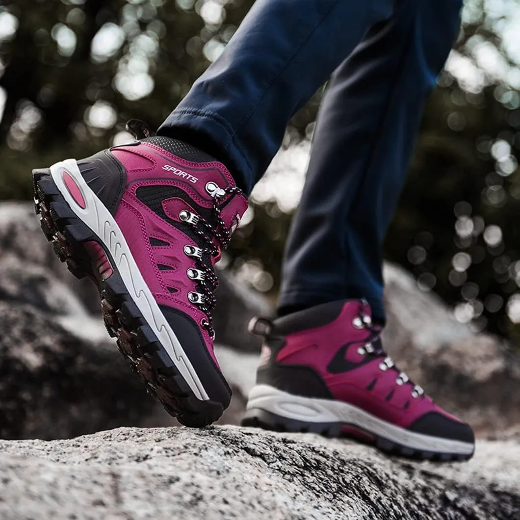 Mens Hiking Boots Non-Slip Outdoor Mid Top Ankle Boot Breathable Hiker Camping Trekking Shoes