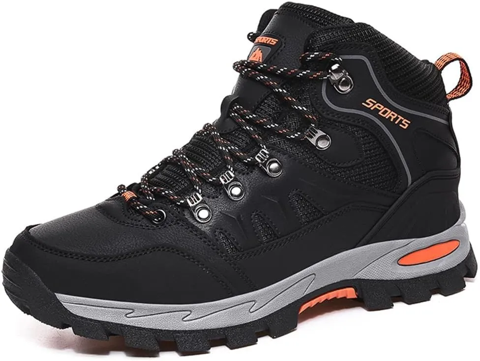 Mens Hiking Boots Non-Slip Outdoor Mid Top Ankle Boot Breathable Hiker Camping Trekking Shoes