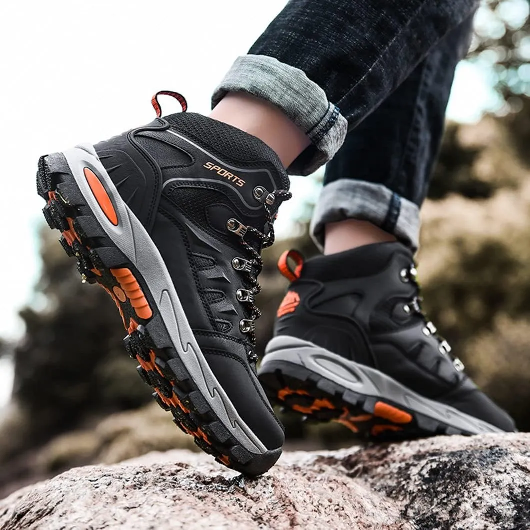Mens Hiking Boots Non-Slip Outdoor Mid Top Ankle Boot Breathable Hiker Camping Trekking Shoes
