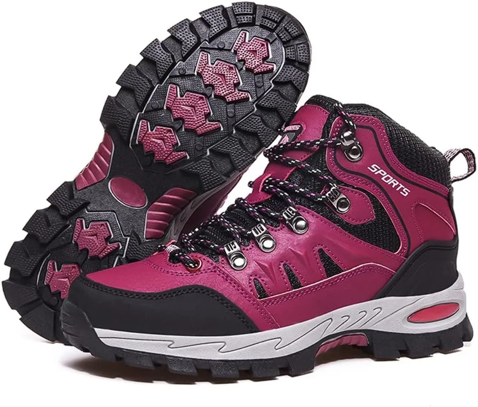 Mens Hiking Boots Non-Slip Outdoor Mid Top Ankle Boot Breathable Hiker Camping Trekking Shoes
