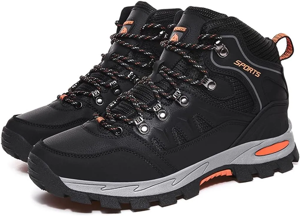 Mens Hiking Boots Non-Slip Outdoor Mid Top Ankle Boot Breathable Hiker Camping Trekking Shoes