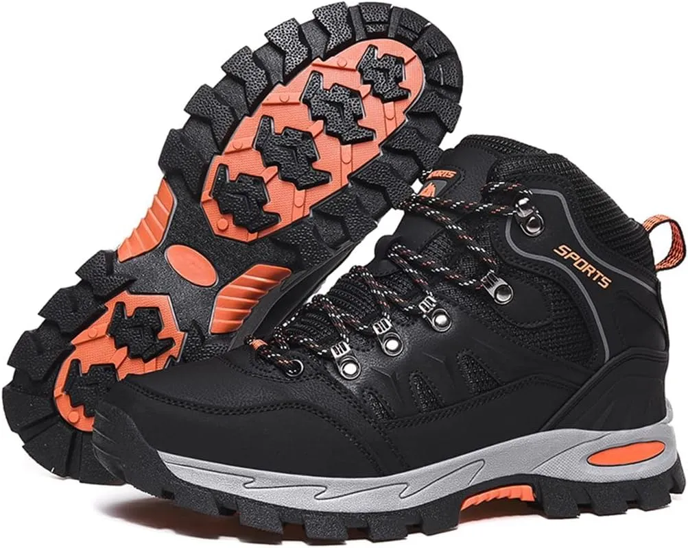 Mens Hiking Boots Non-Slip Outdoor Mid Top Ankle Boot Breathable Hiker Camping Trekking Shoes