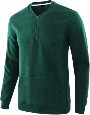 Mens Shirts Long Sleeve Casual Stylish Quarter Zip Pullover Sweatshirt Fashion Solid Outdoor Sport Hooded Shirt