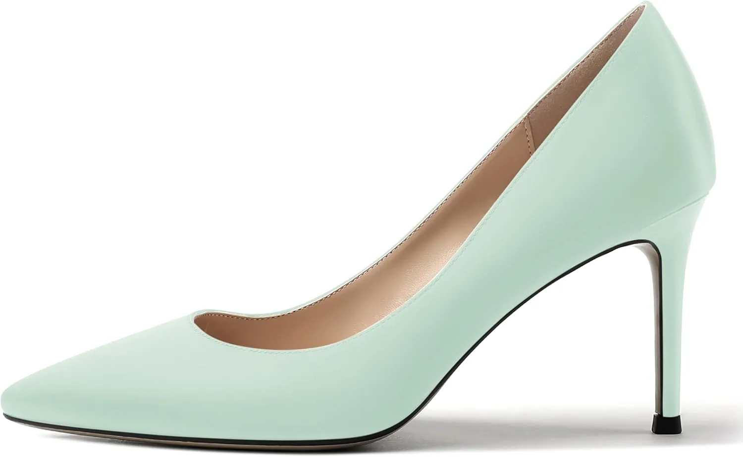 MERRORI Women's Solid Pointed Toe Slip On Satin Dress Evening Stiletto High Heel Pumps Shoes 3.3 Inch