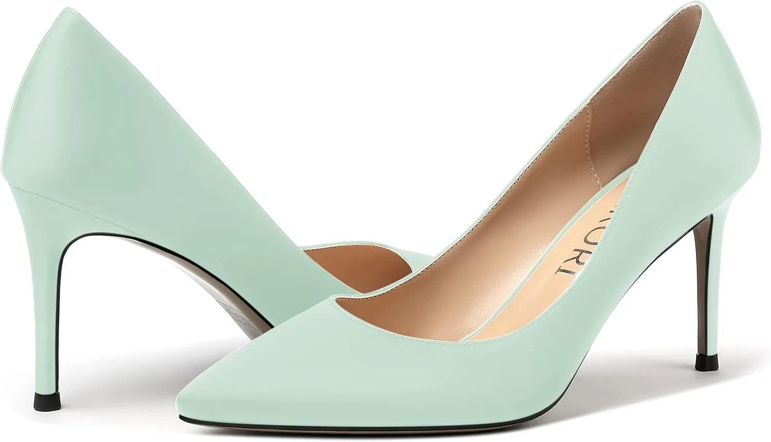 MERRORI Women's Solid Pointed Toe Slip On Satin Dress Evening Stiletto High Heel Pumps Shoes 3.3 Inch