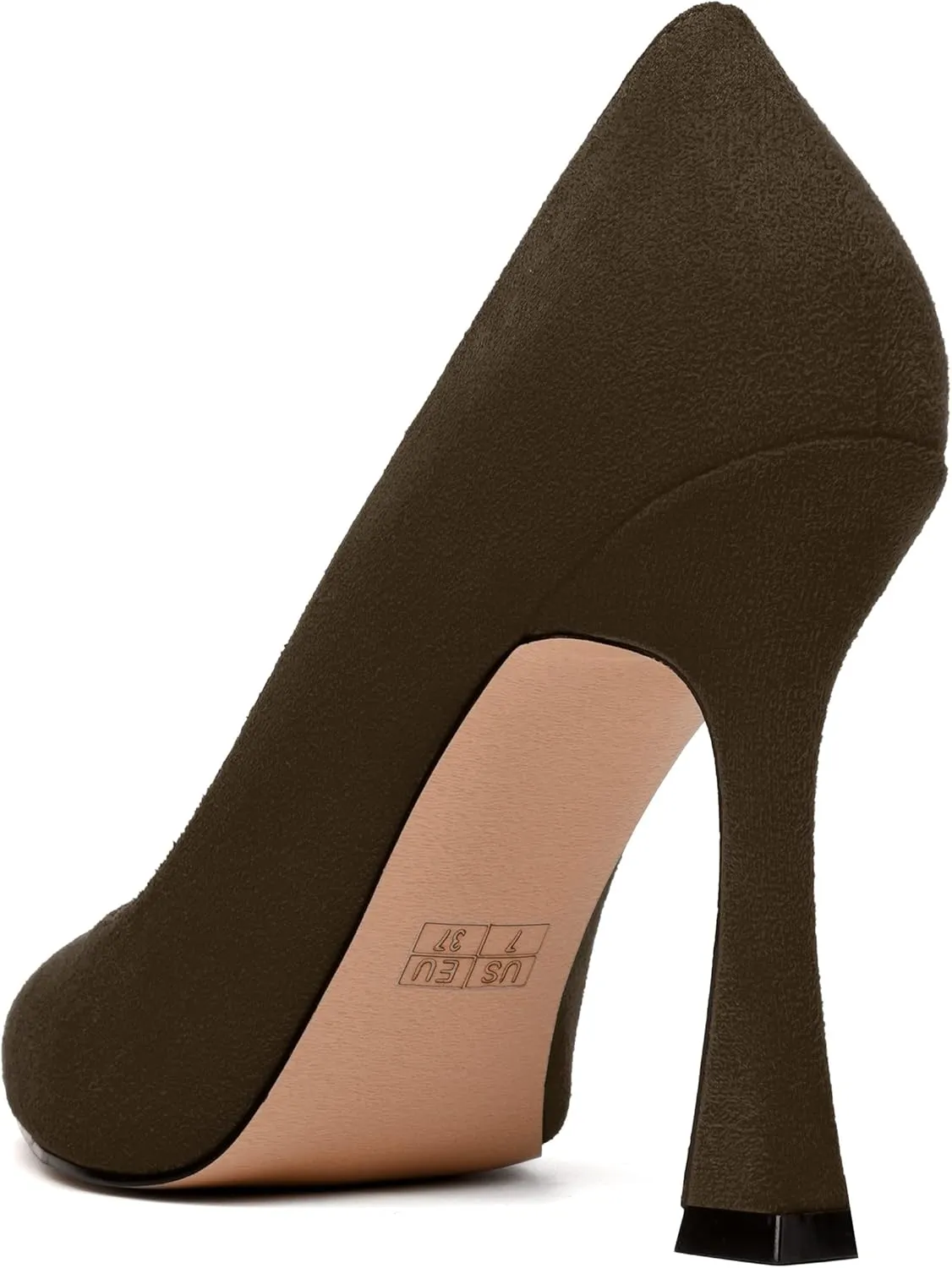 MERRORI Women's Stiletto High Heels Pointed Toe Solid Dress Suede Evening Slip On Heel Pumps Shoes 4 Inch