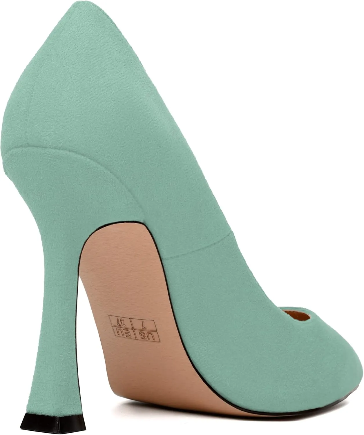 MERRORI Women's Stiletto High Heels Pointed Toe Solid Dress Suede Evening Slip On Heel Pumps Shoes 4 Inch