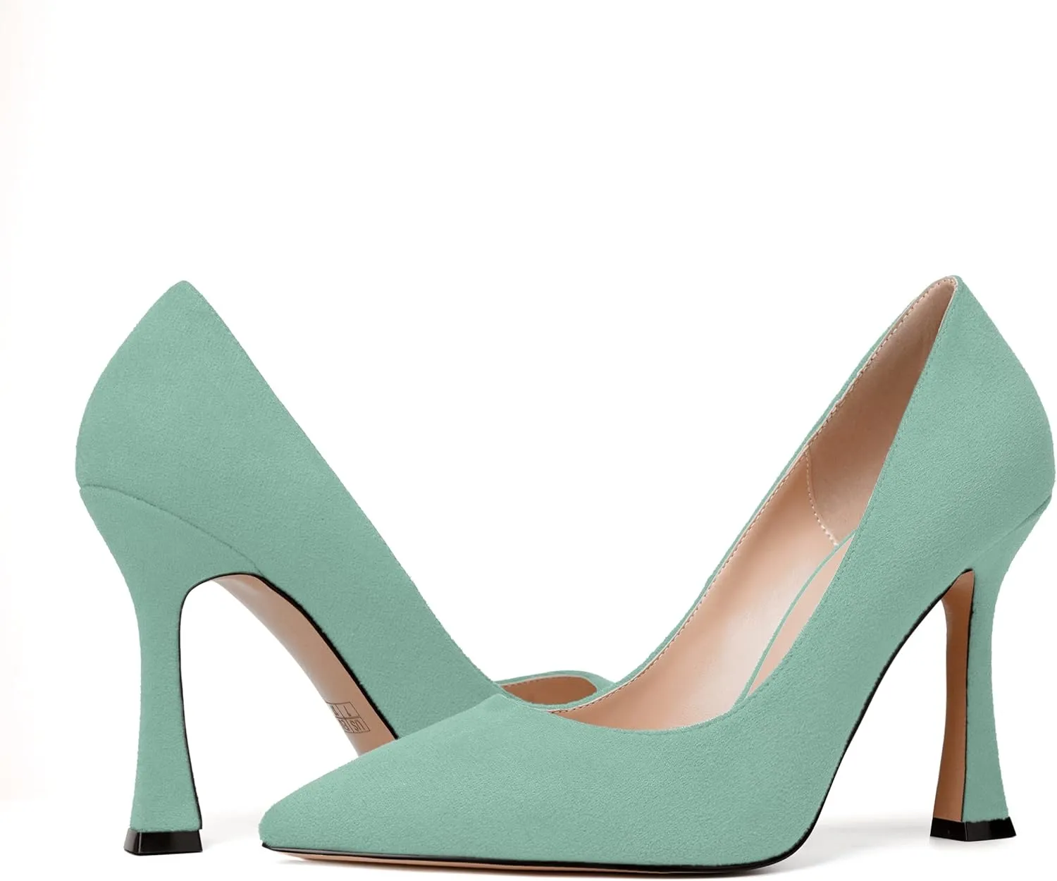 MERRORI Women's Stiletto High Heels Pointed Toe Solid Dress Suede Evening Slip On Heel Pumps Shoes 4 Inch
