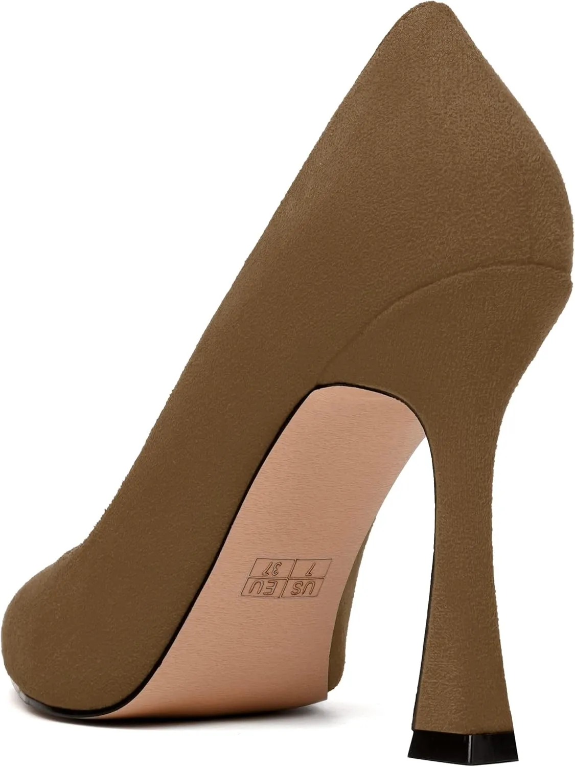 MERRORI Women's Stiletto High Heels Pointed Toe Solid Dress Suede Evening Slip On Heel Pumps Shoes 4 Inch