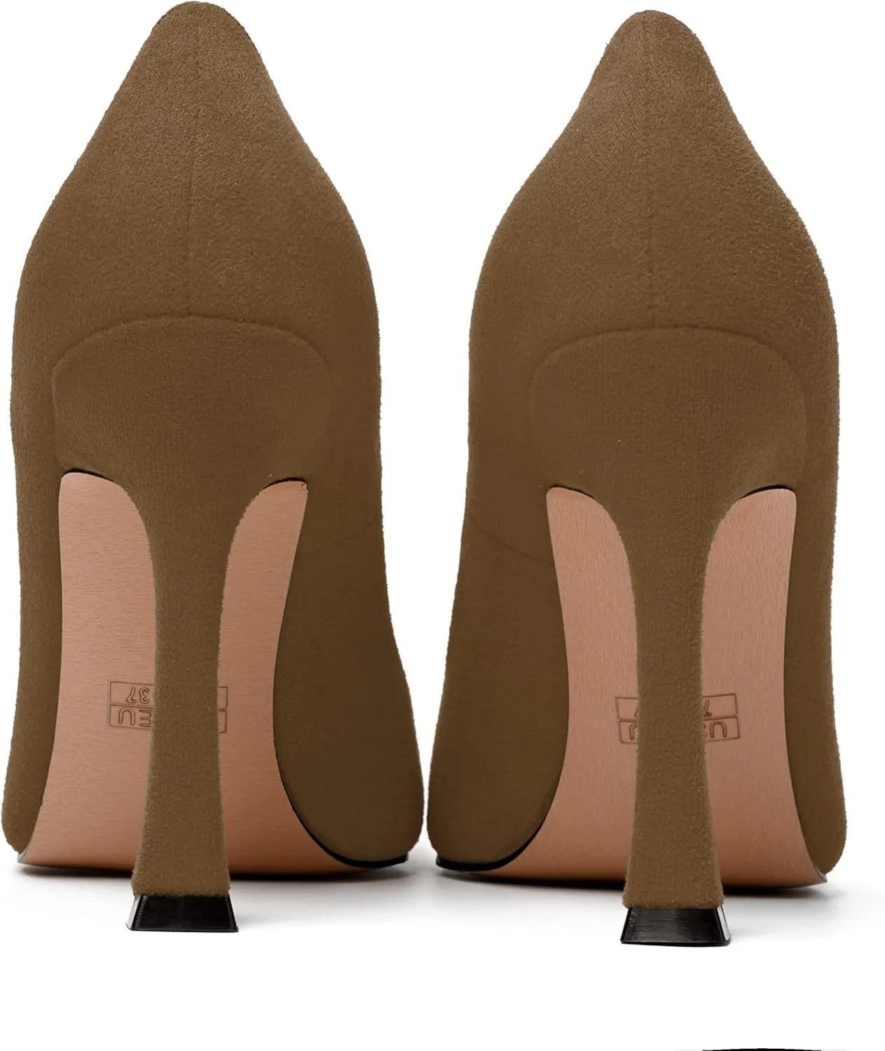 MERRORI Women's Stiletto High Heels Pointed Toe Solid Dress Suede Evening Slip On Heel Pumps Shoes 4 Inch