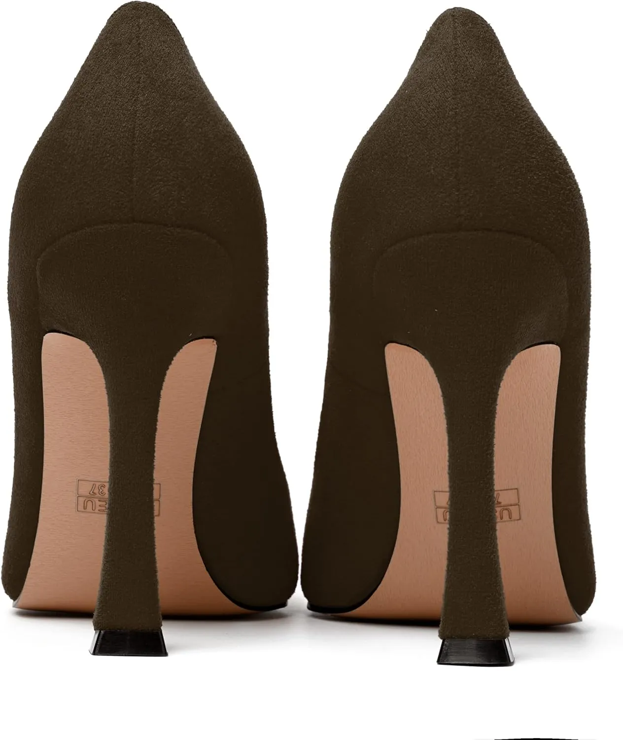 MERRORI Women's Stiletto High Heels Pointed Toe Solid Dress Suede Evening Slip On Heel Pumps Shoes 4 Inch