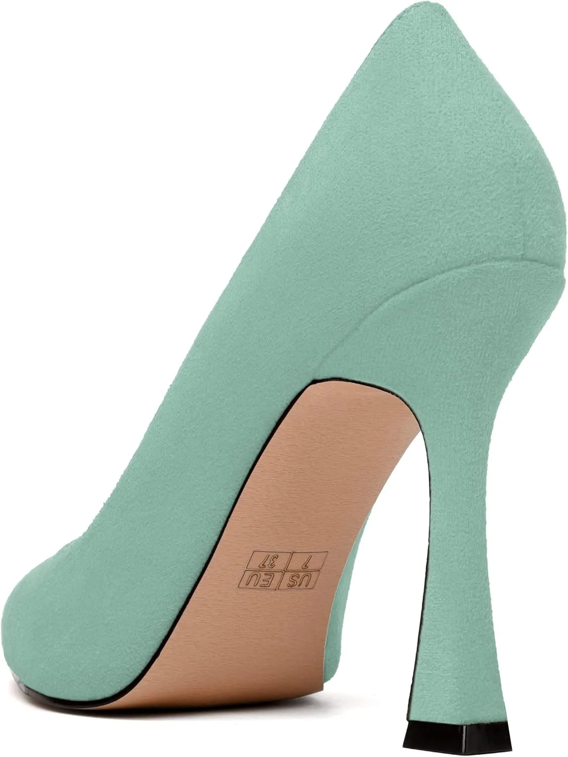 MERRORI Women's Stiletto High Heels Pointed Toe Solid Dress Suede Evening Slip On Heel Pumps Shoes 4 Inch