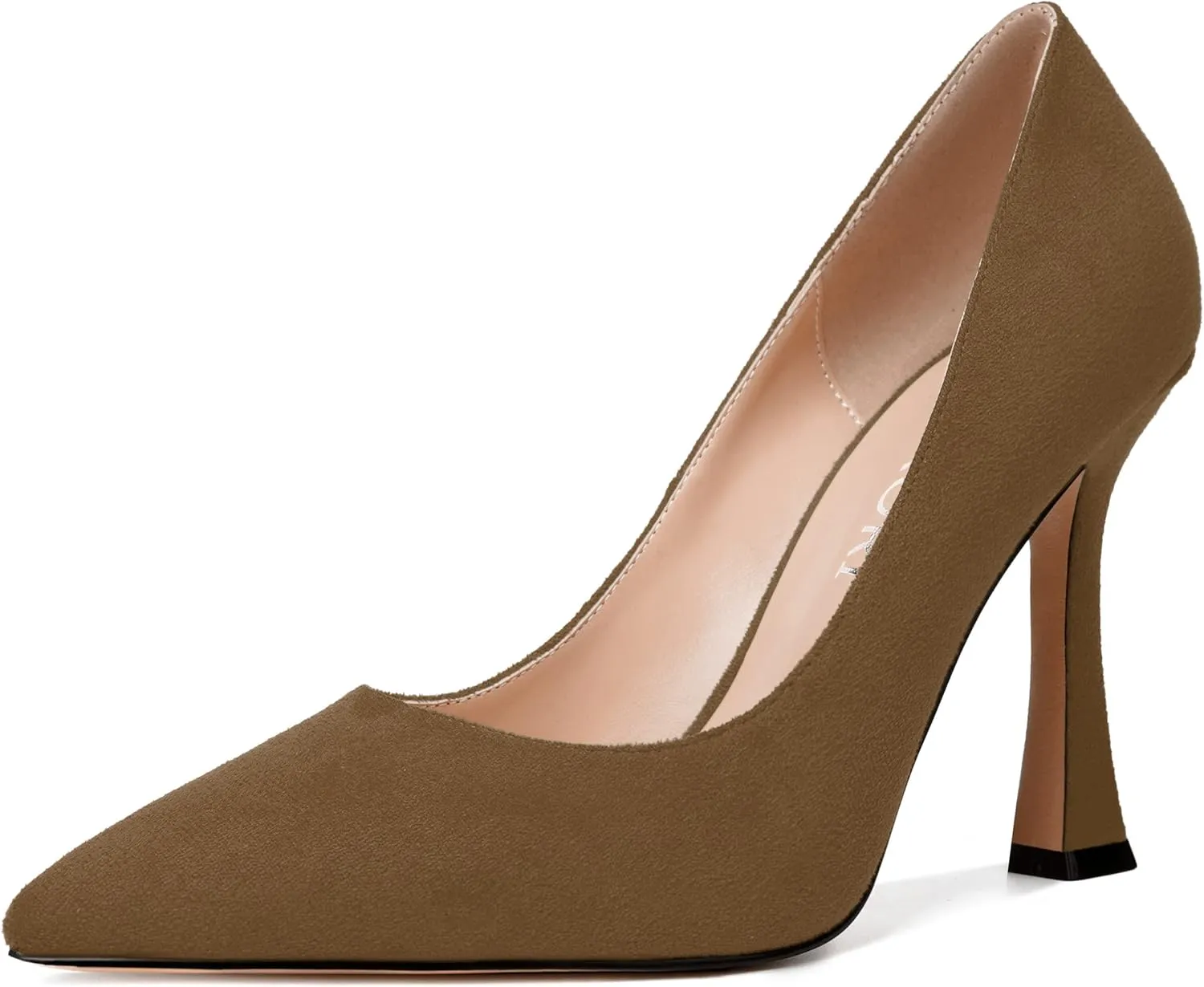 MERRORI Women's Stiletto High Heels Pointed Toe Solid Dress Suede Evening Slip On Heel Pumps Shoes 4 Inch