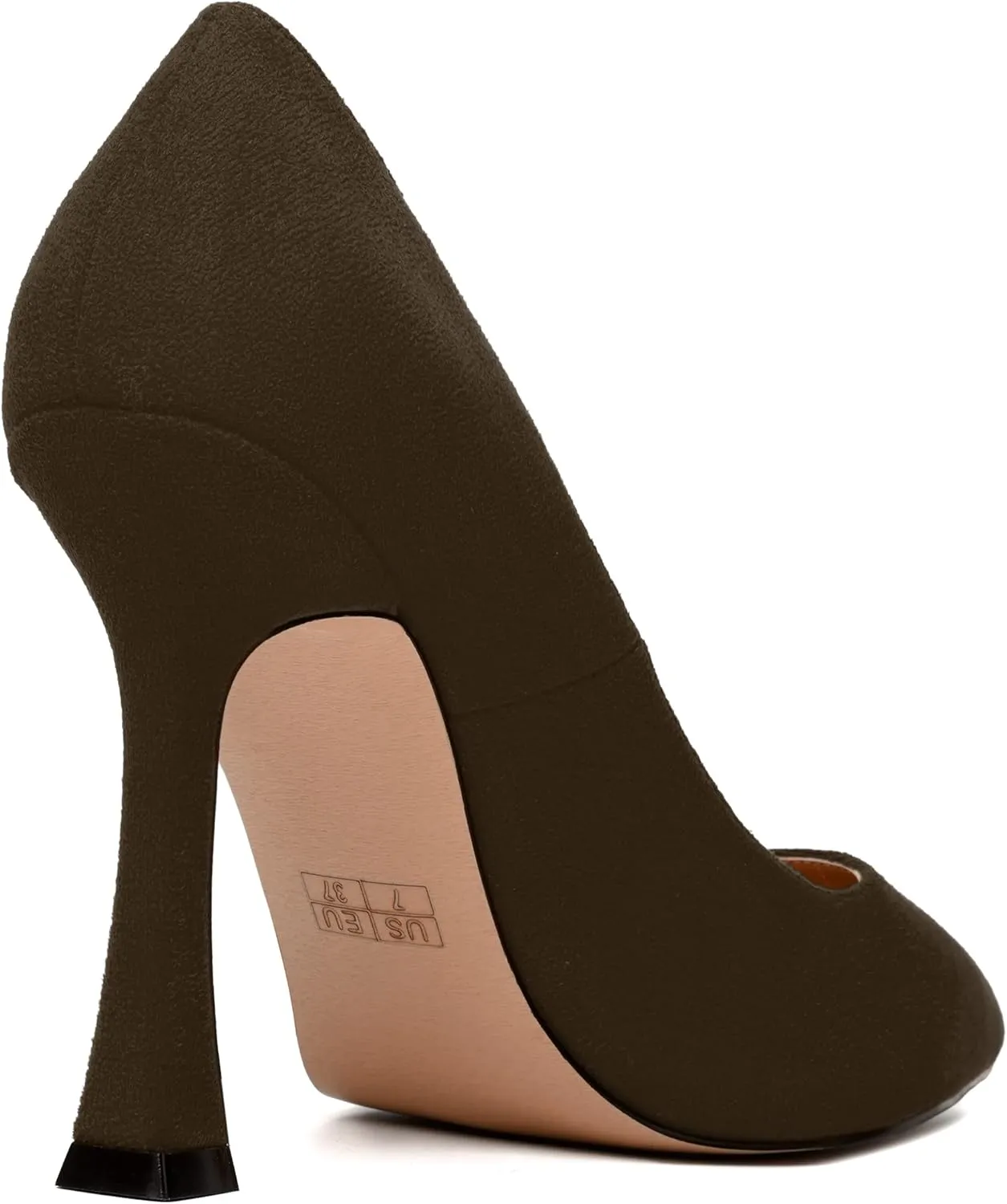 MERRORI Women's Stiletto High Heels Pointed Toe Solid Dress Suede Evening Slip On Heel Pumps Shoes 4 Inch