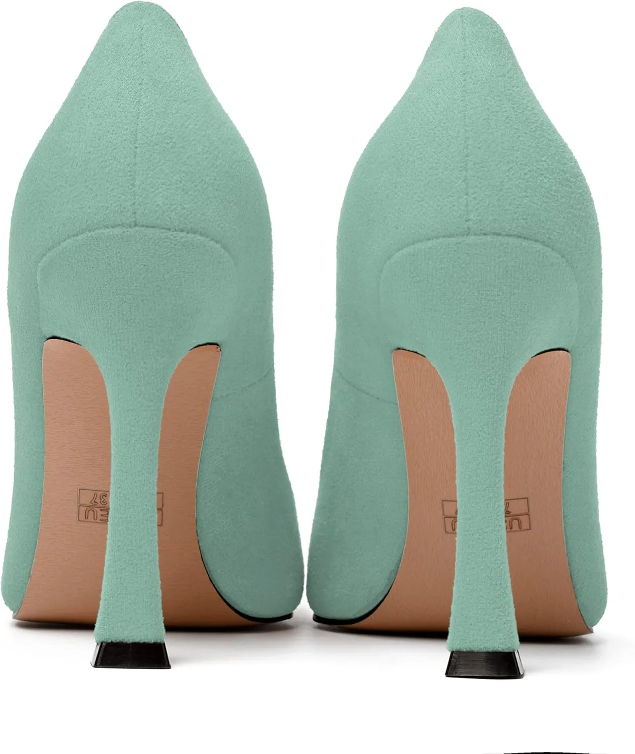 MERRORI Women's Stiletto High Heels Pointed Toe Solid Dress Suede Evening Slip On Heel Pumps Shoes 4 Inch