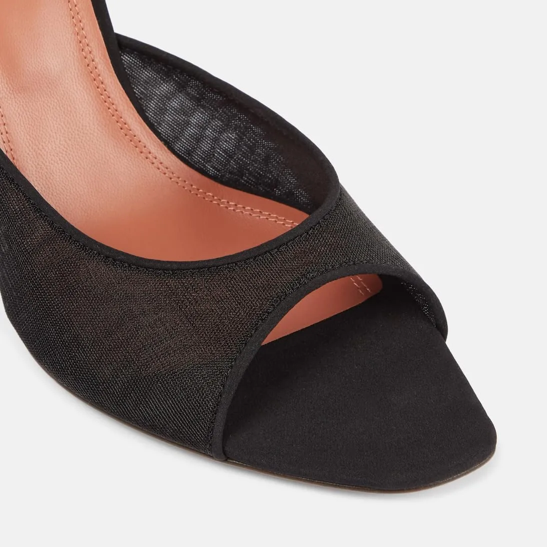 Mesh Heels Mules for Women Peep Open Toe Backless Stiletto Heel Sandals Party Dress Slip-on Lace Heeled Mule