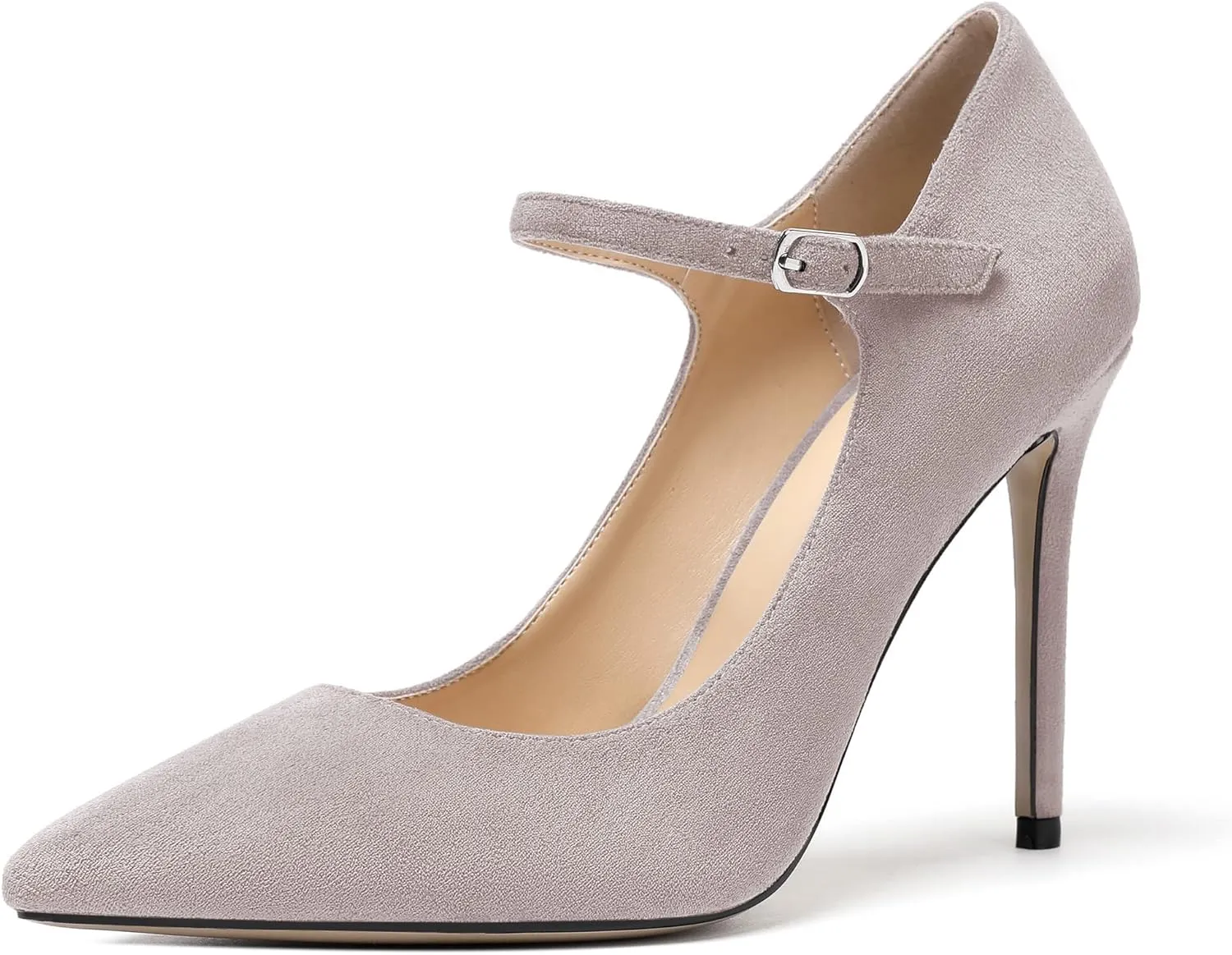 Mettesally Women's Mary Jane Pumps High Heels Pointed Closed Toe Weding Party Dress Shoes