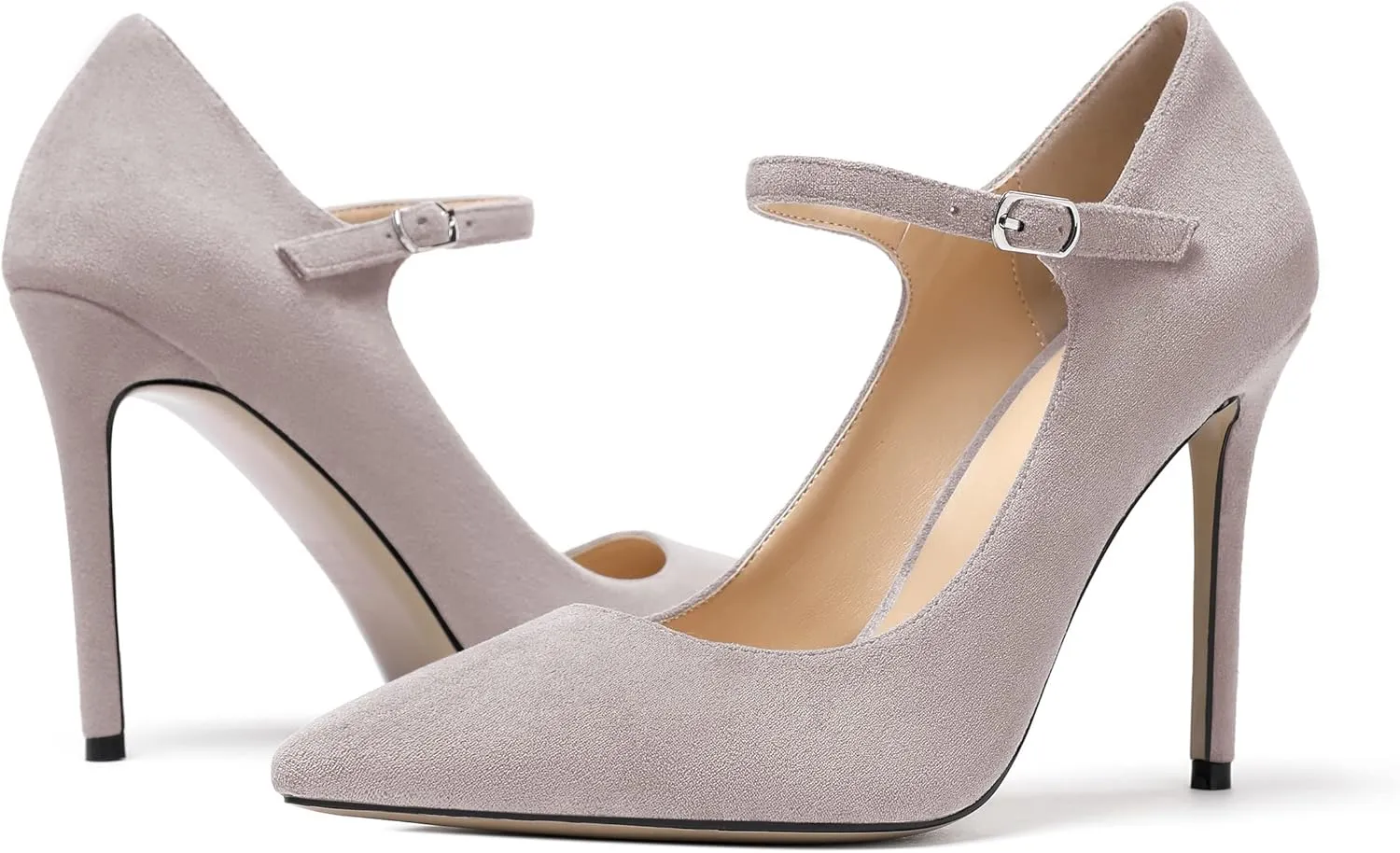 Mettesally Women's Mary Jane Pumps High Heels Pointed Closed Toe Weding Party Dress Shoes