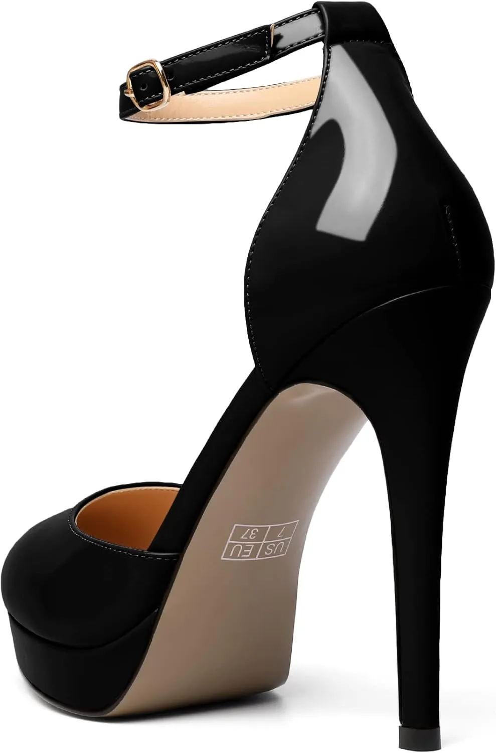Mettesally Women's Platform Stiletto Pumps Pointed Toe Thin High Heels Ankle Strap Sandals Slip On Wedding Party Shoes