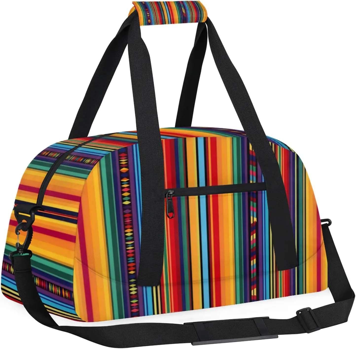 Mexican Colorful Stripes Small Gym Bag 18 inch Carry On Duffel Bag for Weekender Travel Sports Workout Yoga Gymnastics Dance Ballet