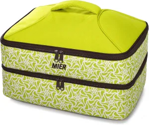 MIER Casserole Carrier Double Insulated Food Carriers Thermal Bag for Hot or Cold Food Lasagna Lugger Potluck Parties Picnic Cookouts, Fits 9"x13" Baking Dishes/Foil Pans, Green
