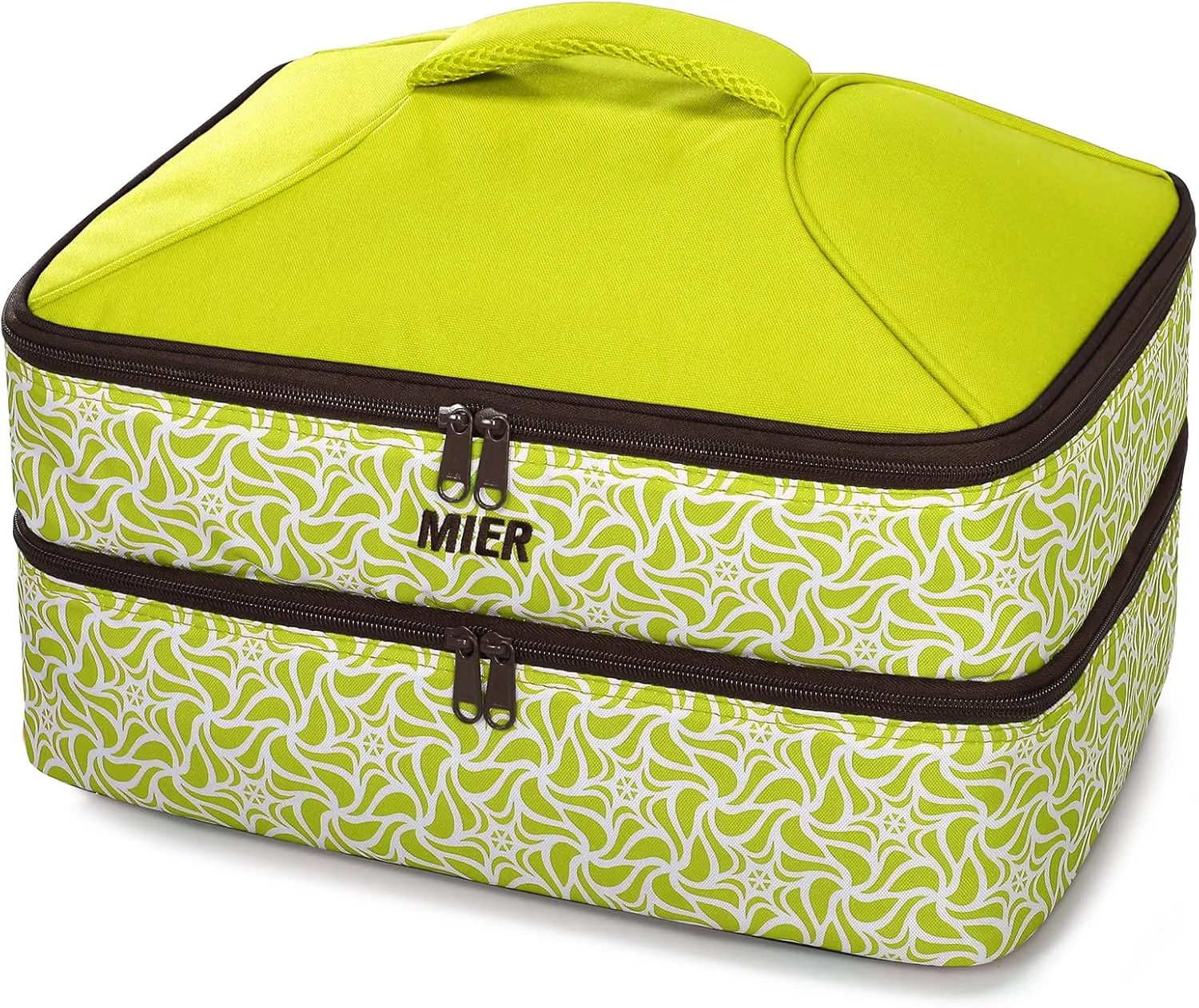 MIER Casserole Carrier Double Insulated Food Carriers Thermal Bag for Hot or Cold Food Lasagna Lugger Potluck Parties Picnic Cookouts, Fits 9"x13" Baking Dishes/Foil Pans, Green