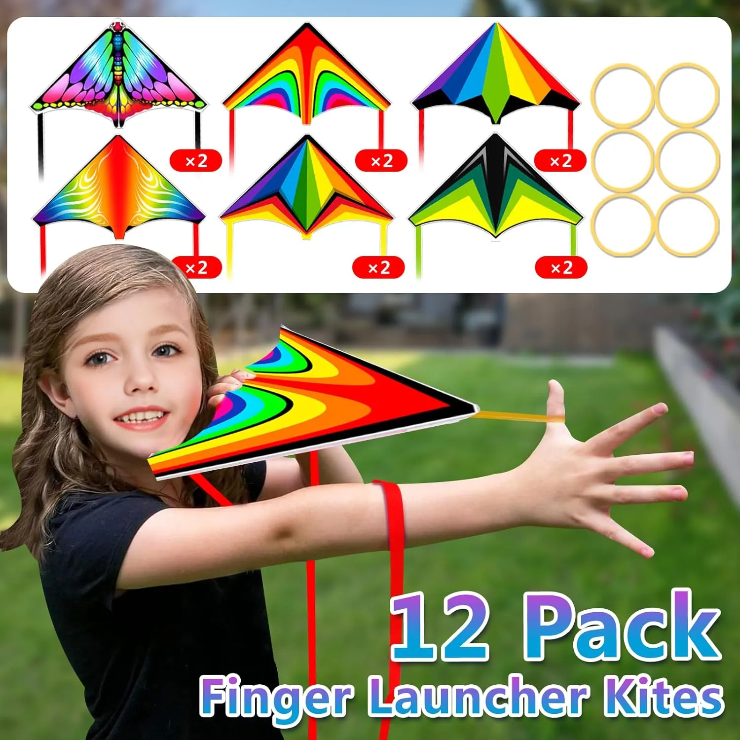 Mini Kites for Kids Ages 4-8, Finger Launcher Kites Easy to Fly on Beach, Park, Plaza, Garden, Backyard, Birthday Party Favors for Boys & Girls, Outdoor Toys