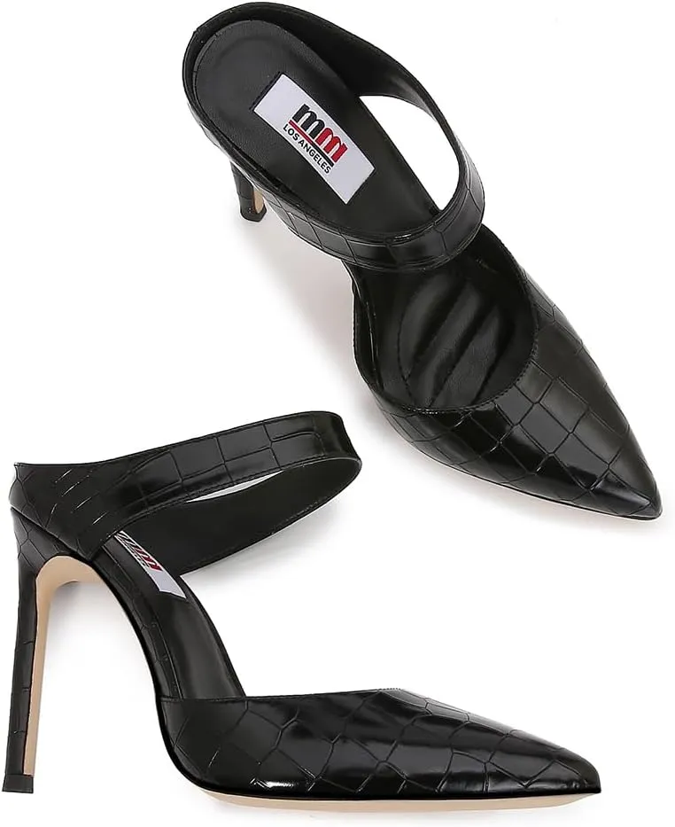 mm Women's Ankle Strap Front-Sling Pointed Toe Stiletto Heel