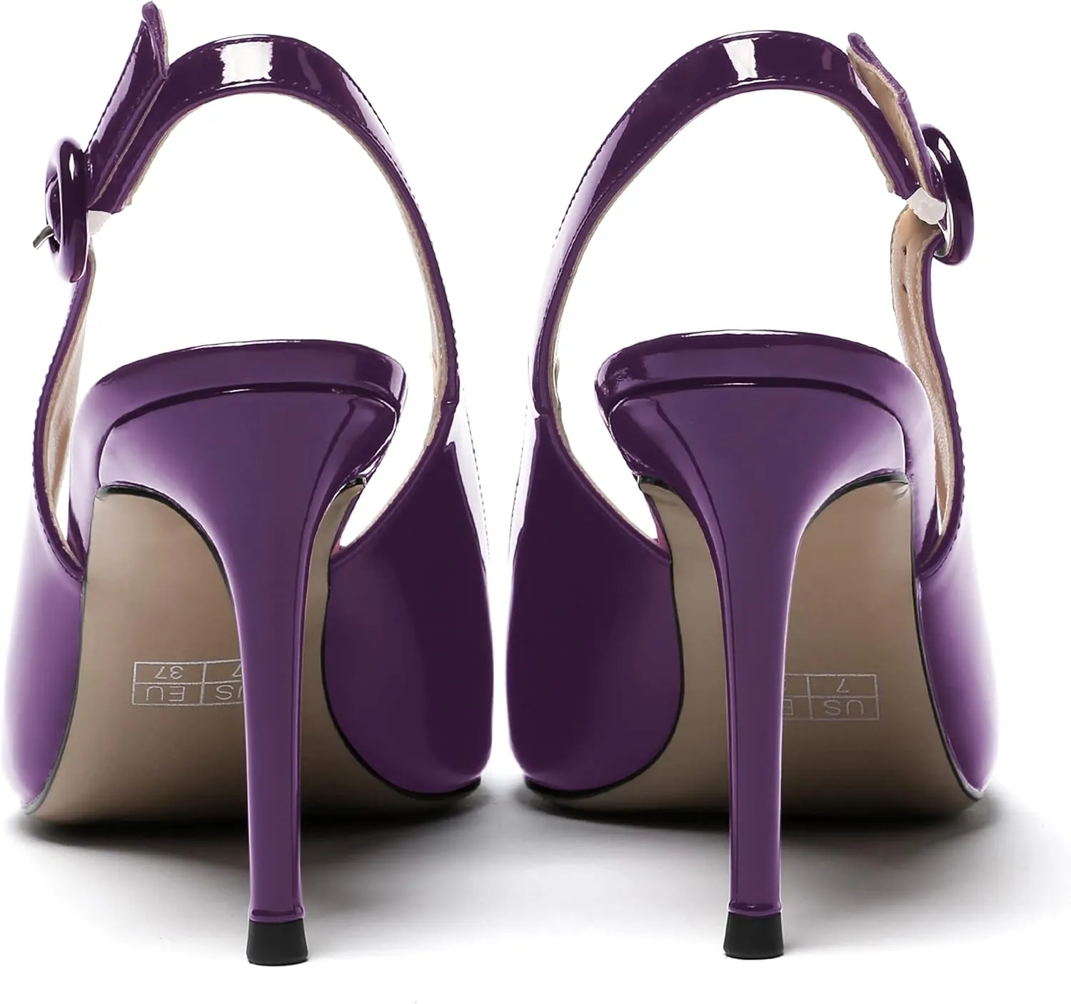 MODENCOCO Women's Ankle Strap Patent Pointed Toe Slingback Stiletto High Heel Pumps Wedding Party Shoes 3.5 Inch