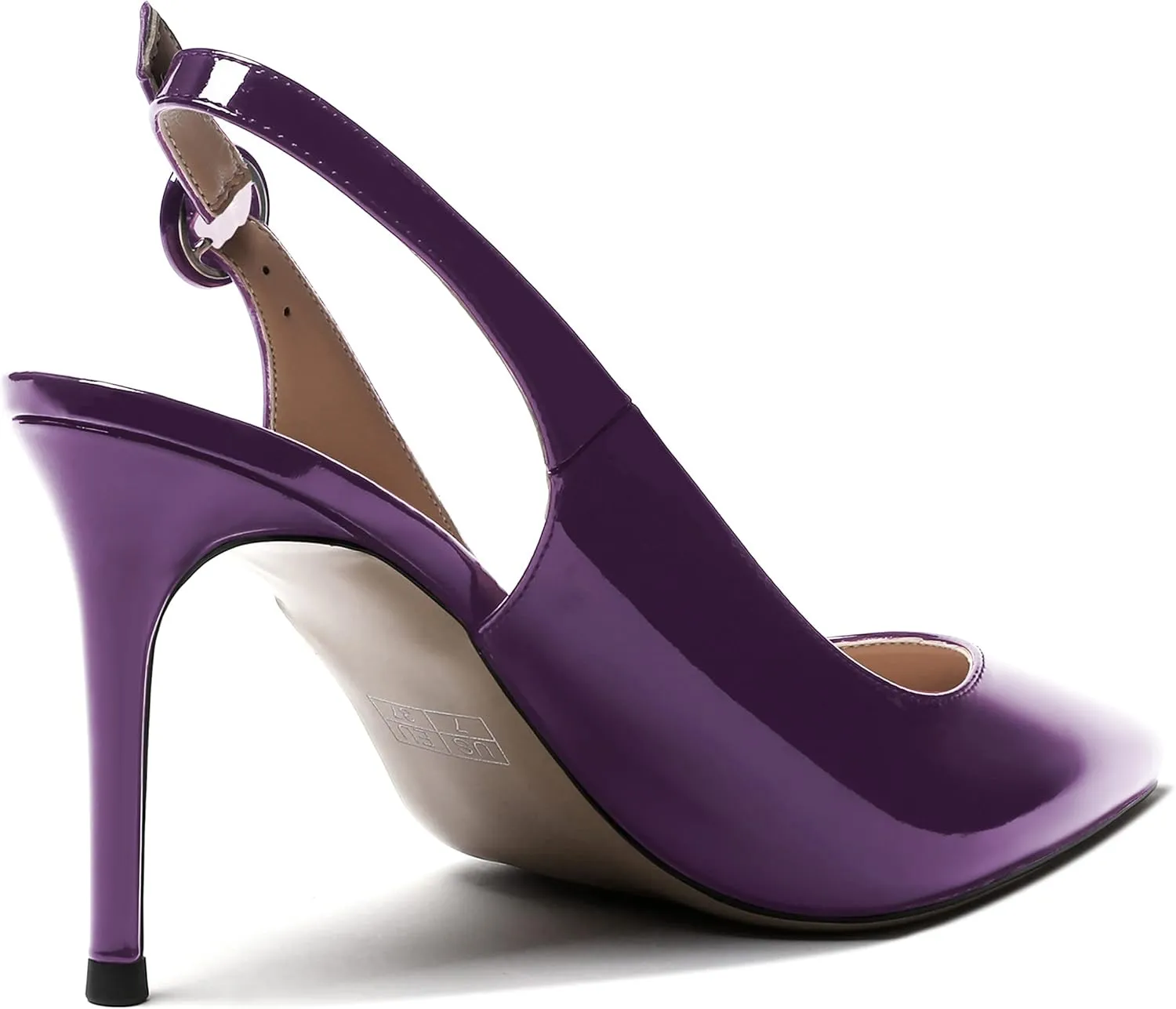 MODENCOCO Women's Ankle Strap Patent Pointed Toe Slingback Stiletto High Heel Pumps Wedding Party Shoes 3.5 Inch