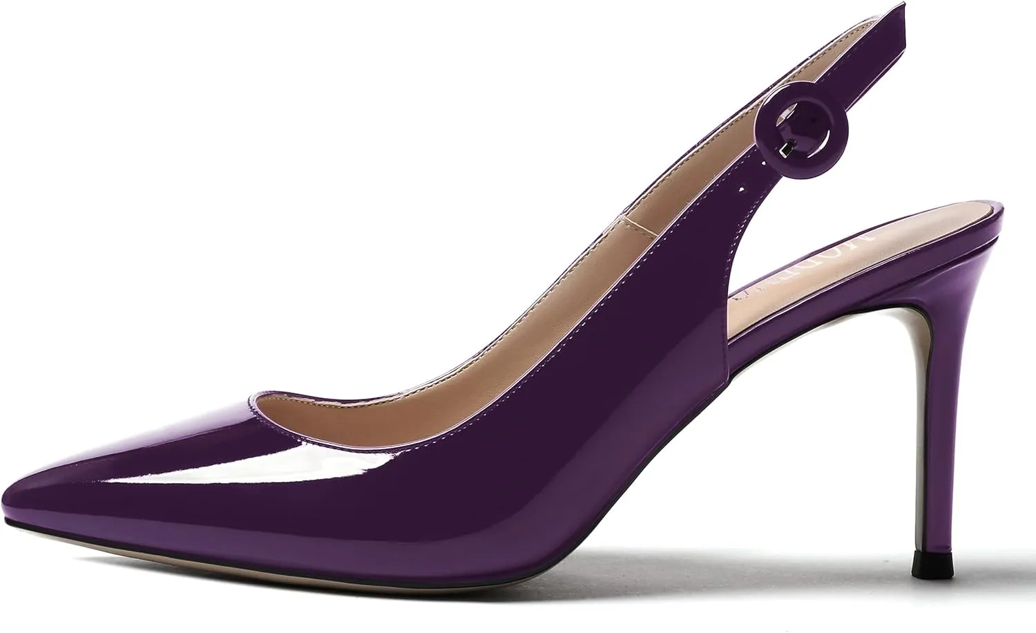 MODENCOCO Women's Ankle Strap Patent Pointed Toe Slingback Stiletto High Heel Pumps Wedding Party Shoes 3.5 Inch