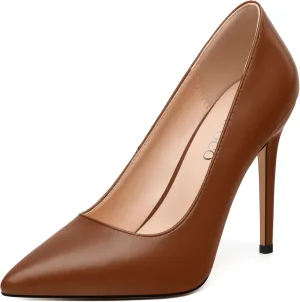 MODENCOCO Women's High Heel Pumps Elegant Stiletto Heels Sexy Closed Pointed Toe Heels Classic Comfortable Slip-On Dress Shoes for Party Wedding Prom Office 4 Inch