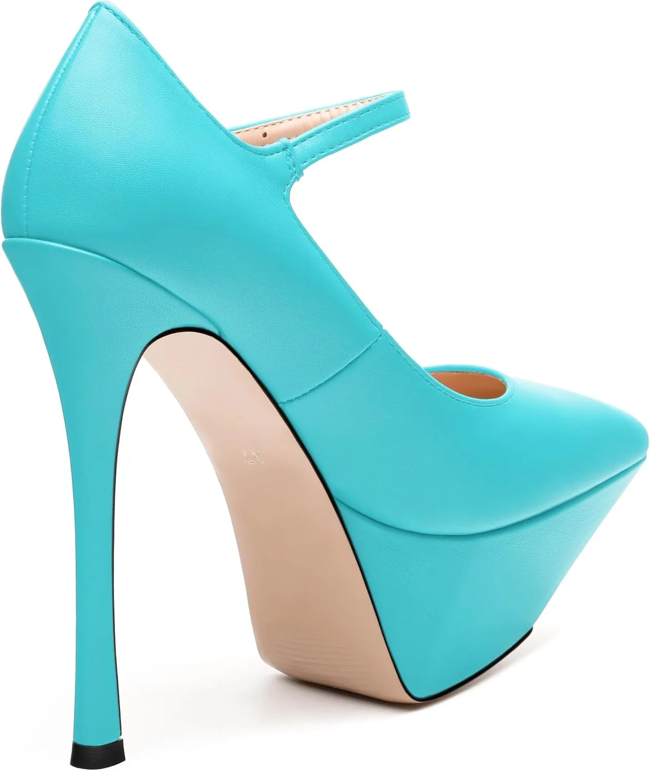 MODENCOCO Women's Platform Mary Jane Pumps High Heel Stiletto Pointed Toe Heels Ankle Strap Sexy Party Prom Dress Shoes