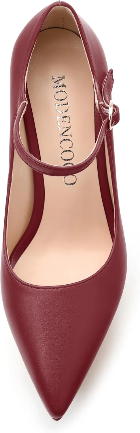 MODENCOCO Women's Platform Mary Jane Pumps High Heel Stiletto Pointed Toe Heels Ankle Strap Sexy Party Prom Dress Shoes