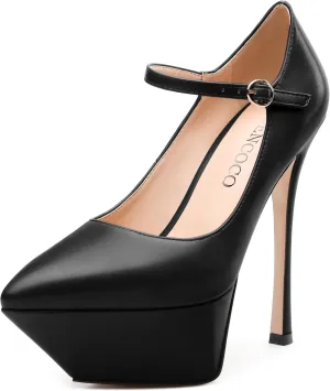 MODENCOCO Women's Platform Mary Jane Pumps High Heel Stiletto Pointed Toe Heels Ankle Strap Sexy Party Prom Dress Shoes
