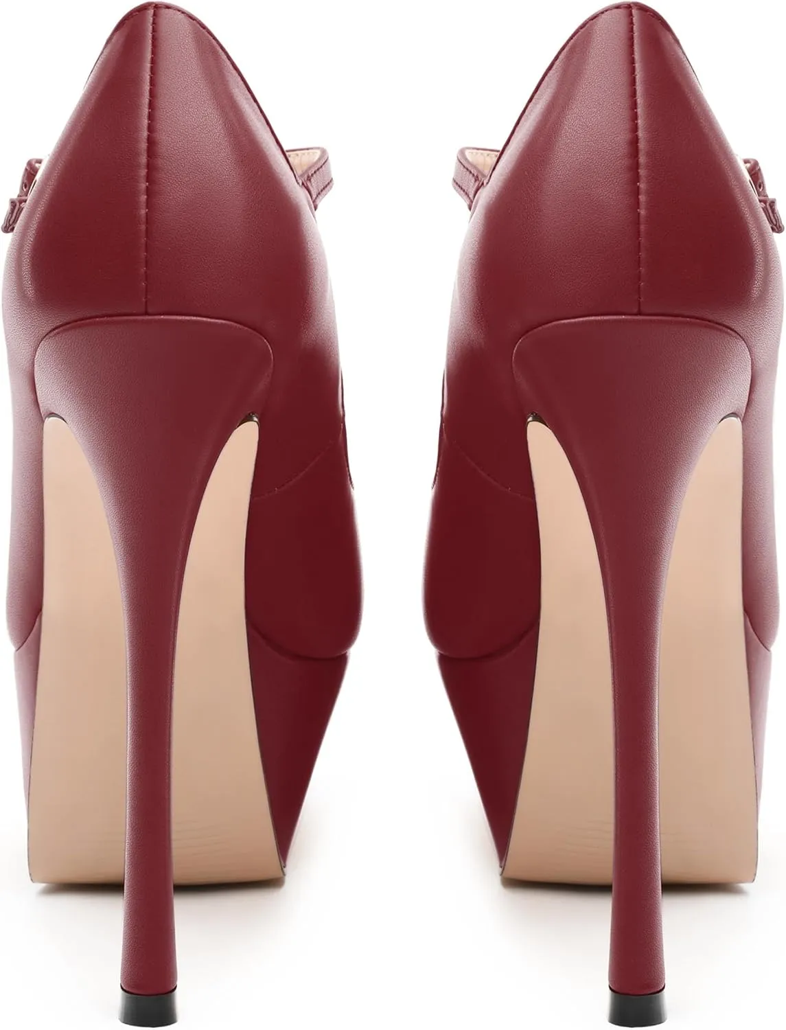 MODENCOCO Women's Platform Mary Jane Pumps High Heel Stiletto Pointed Toe Heels Ankle Strap Sexy Party Prom Dress Shoes