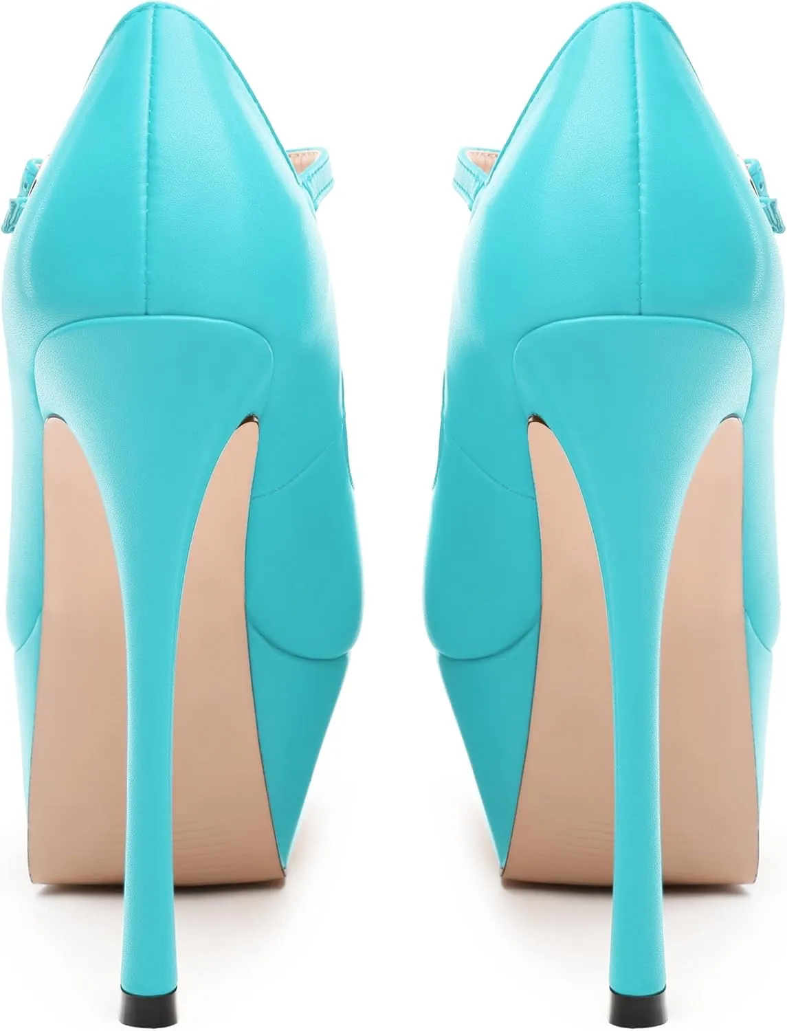 MODENCOCO Women's Platform Mary Jane Pumps High Heel Stiletto Pointed Toe Heels Ankle Strap Sexy Party Prom Dress Shoes