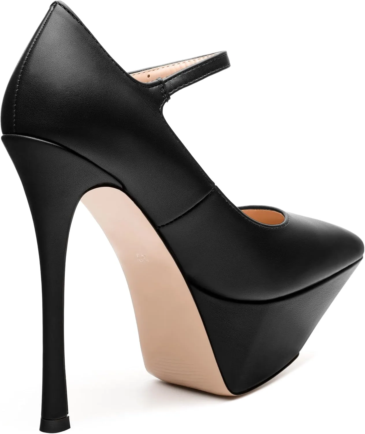MODENCOCO Women's Platform Mary Jane Pumps High Heel Stiletto Pointed Toe Heels Ankle Strap Sexy Party Prom Dress Shoes