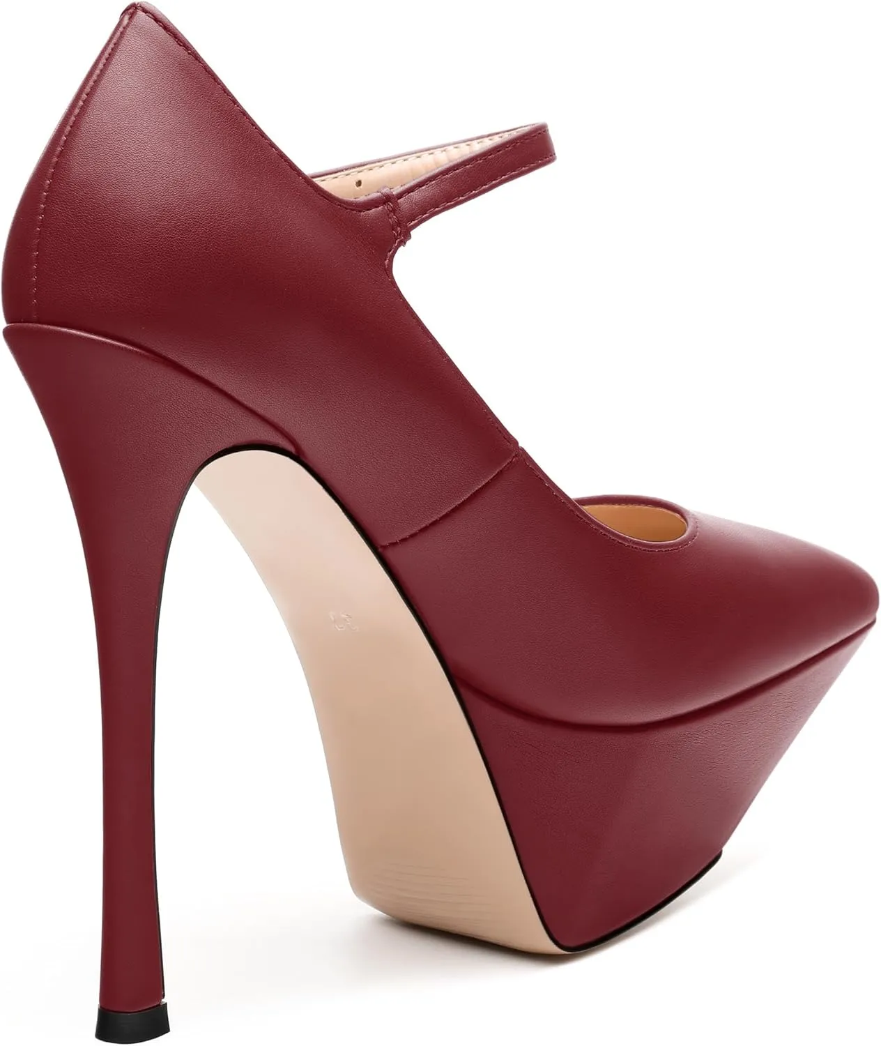MODENCOCO Women's Platform Mary Jane Pumps High Heel Stiletto Pointed Toe Heels Ankle Strap Sexy Party Prom Dress Shoes