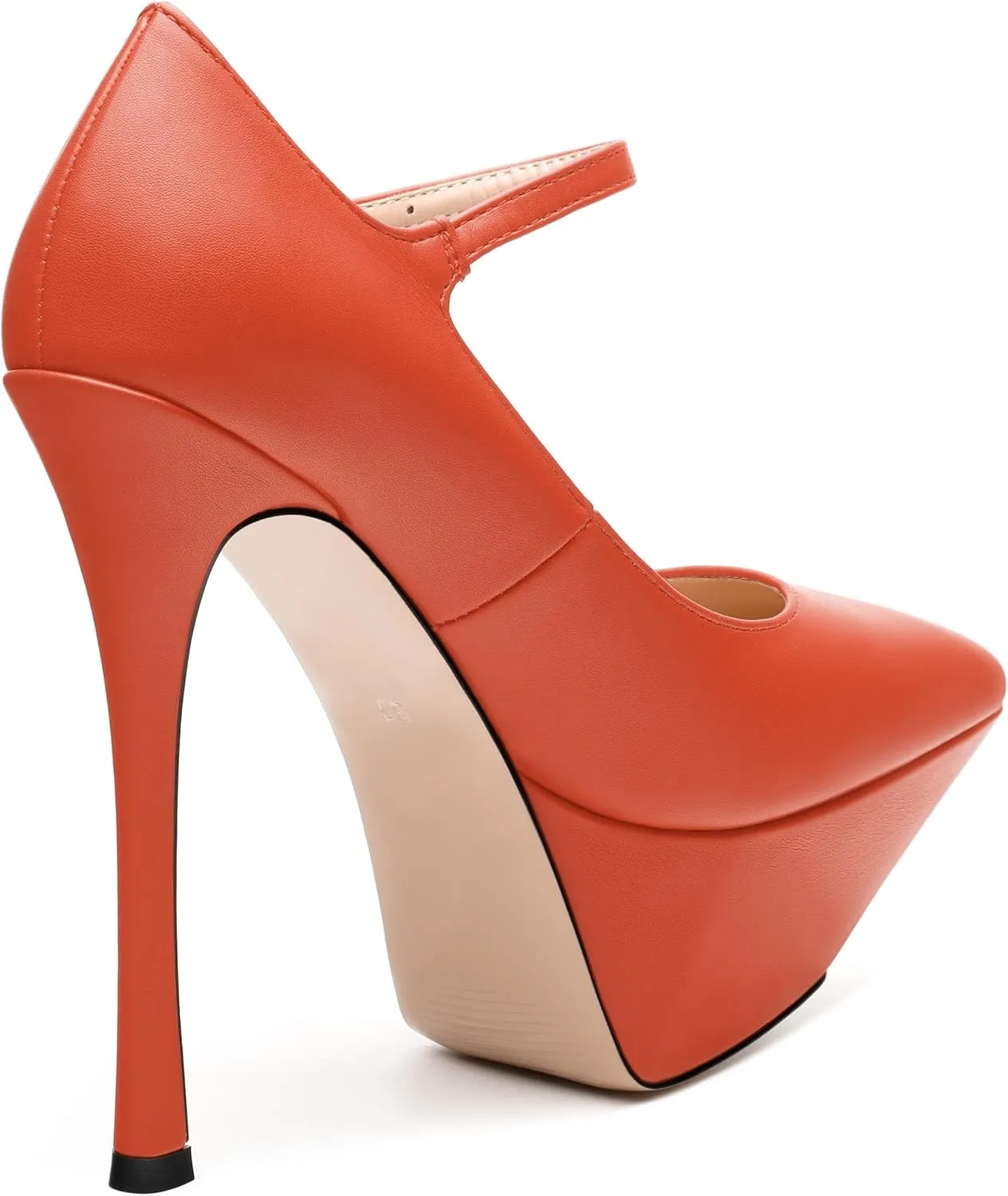 MODENCOCO Women's Platform Mary Jane Pumps High Heel Stiletto Pointed Toe Heels Ankle Strap Sexy Party Prom Dress Shoes