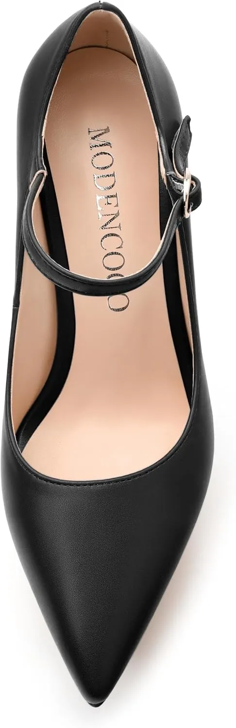 MODENCOCO Women's Platform Mary Jane Pumps High Heel Stiletto Pointed Toe Heels Ankle Strap Sexy Party Prom Dress Shoes
