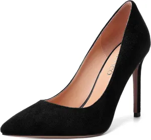 MODENCOCO Womens Wedding Sexy Pointed Toe Slip On Suede Party Stiletto High Heel Pumps Dress Shoes 4 Inch